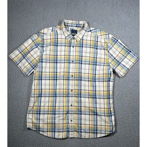 PrAna Shirt Mens XXL Plaid Button Up Preppy Casual Outdoor Hiking Logo Pocket
